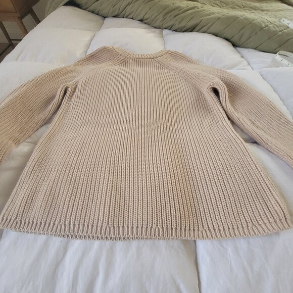 JENNI KAYNE Cotton Fisherman Sweater Oatmeal XS - Picture 8 of 15